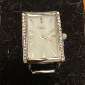 Stella & Dot Keep Silver Crystal-Trim Rectangular Watch BraceletCharm